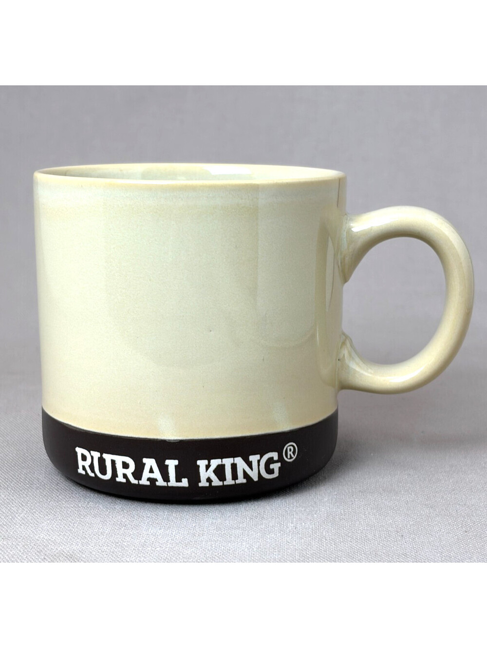 Rural King Coffee Mug Cup 16 oz Two Tone Cream Brown Canterbury Potteries Large
